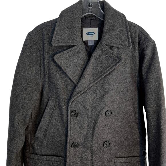 Old Navy Women's Coat Gray Small S Petite P Pea Double Breast Wool Jacket Junior - Picture 3 of 10